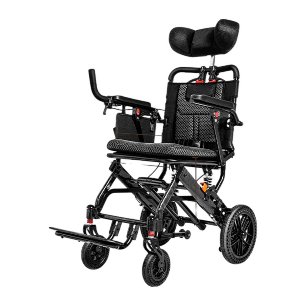 Cofoe Carbon Fiber Transfer Printing Reclining Lightweight Wheelchair - Luxury Top Configuration (G Model) (150° Reclining/8-Fold Shock Absorption/Trolley Bar)