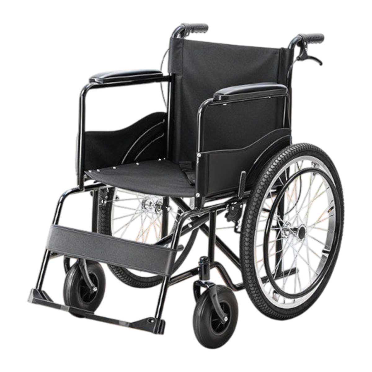 Cofoe Carbon Steel Shock-Absorbing Folding Wheelchair - Pneumatic Tire Shock-Absorbing Model (No. 8) (Widened Front and Rear Wheels)