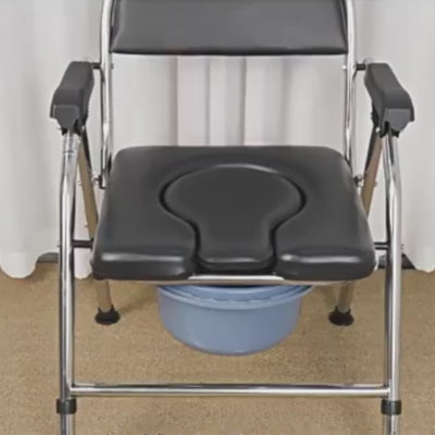 Japan Domeino Medical-Grade Foldable Commode Shower Chair for Seniors - Thickened Stainless Steel Model (Extreme Rust Protection)
