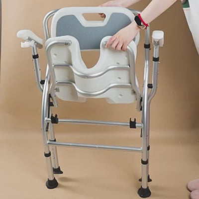 H.Fine Medical Grade Non-Slip Commode/Shower Chair for Elderly/Pregnant Women (Dual-Use Folding/with Commode Pail)
