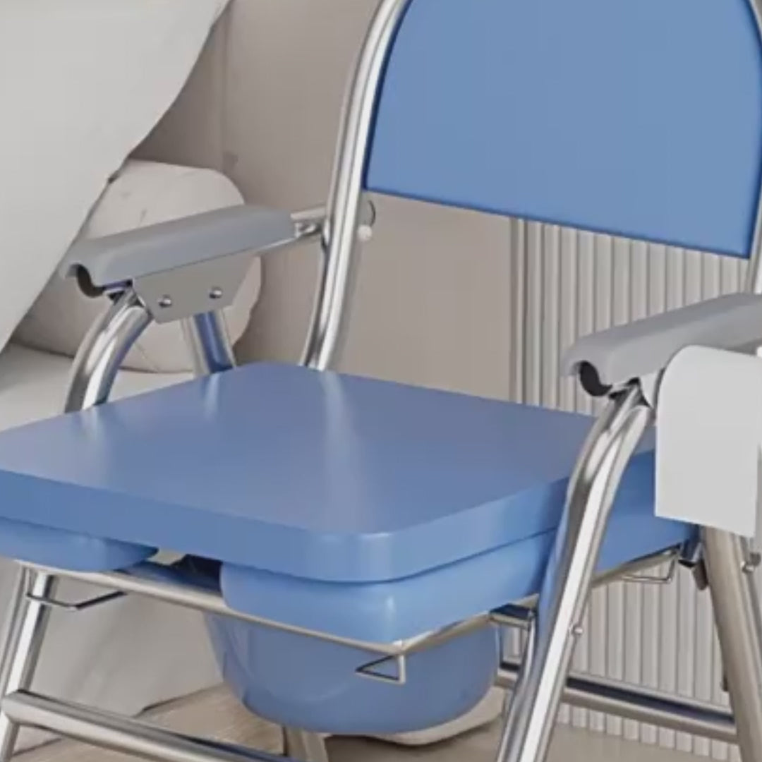 Shendio Medical-Grade Foldable Commode Shower Chair (Suitable for Elderly/Pregnant Women) - Thickened Stainless Steel Model
