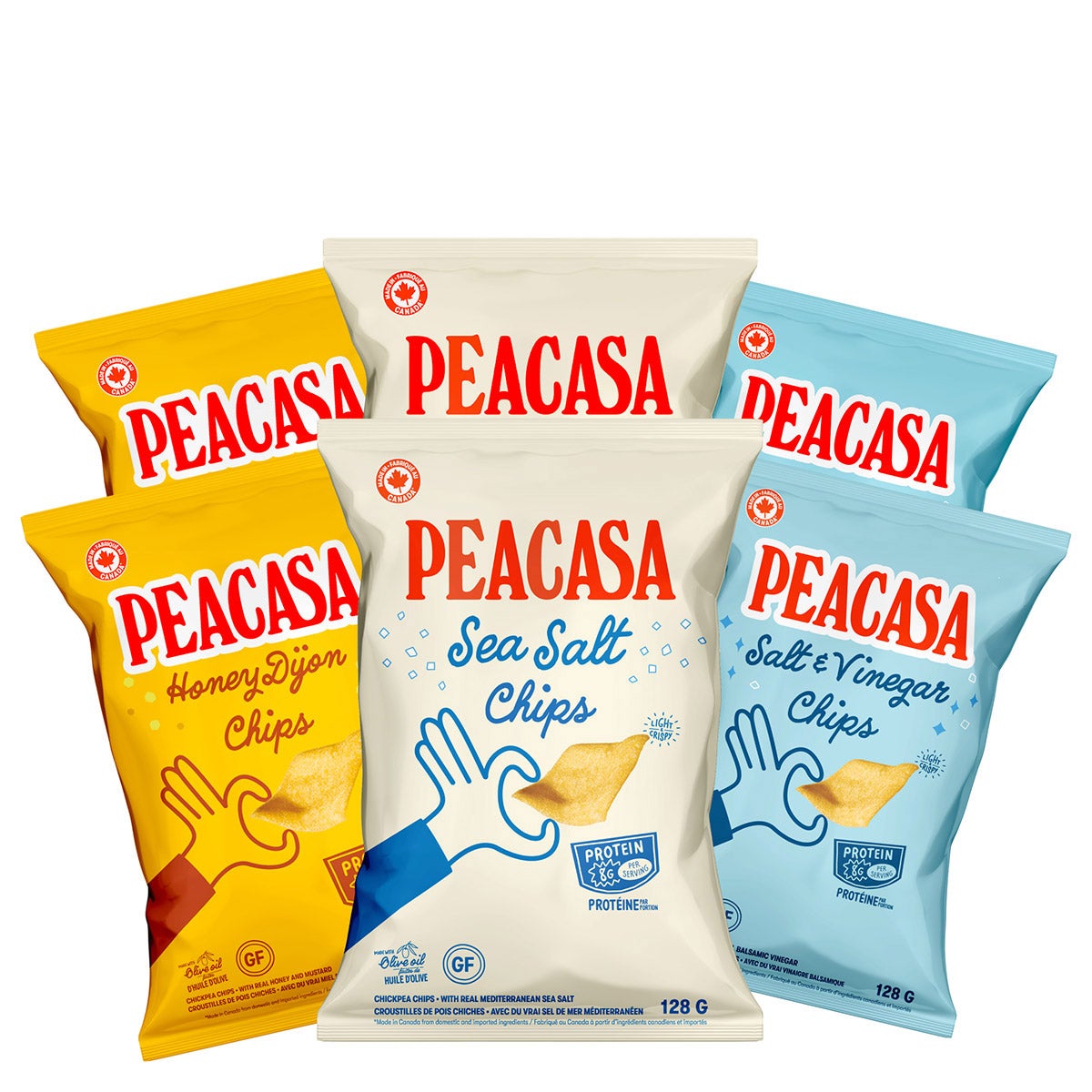 Peacasa 加拿大製鷹嘴豆脆片 海鹽＋蜜糖芥末 (128g x 6包) 產品圖片 1－Lohas 銀髮健康選品