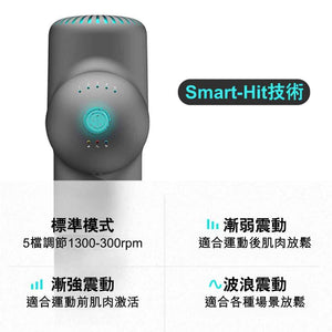 Booster 燈光版Smart-Hit深度筋膜按摩槍 (2000mAh連6種按摩頭國際版) - 樂耆同行 Lohas Elderly－香港樂齡長者用品專門店