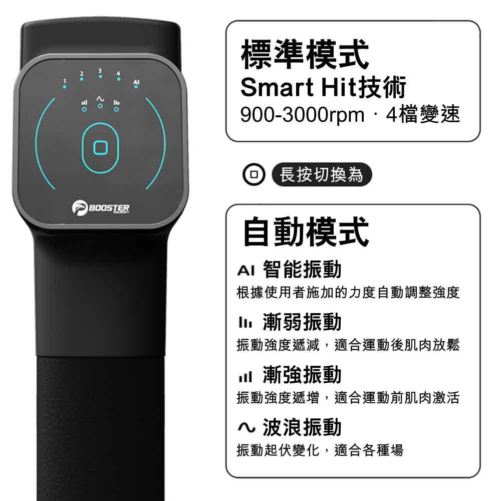 Booster 方形M2降噪筋膜按摩槍 (2000mAh標準版連4種按摩頭) - 樂耆同行 Lohas Elderly－香港樂齡長者用品專門店