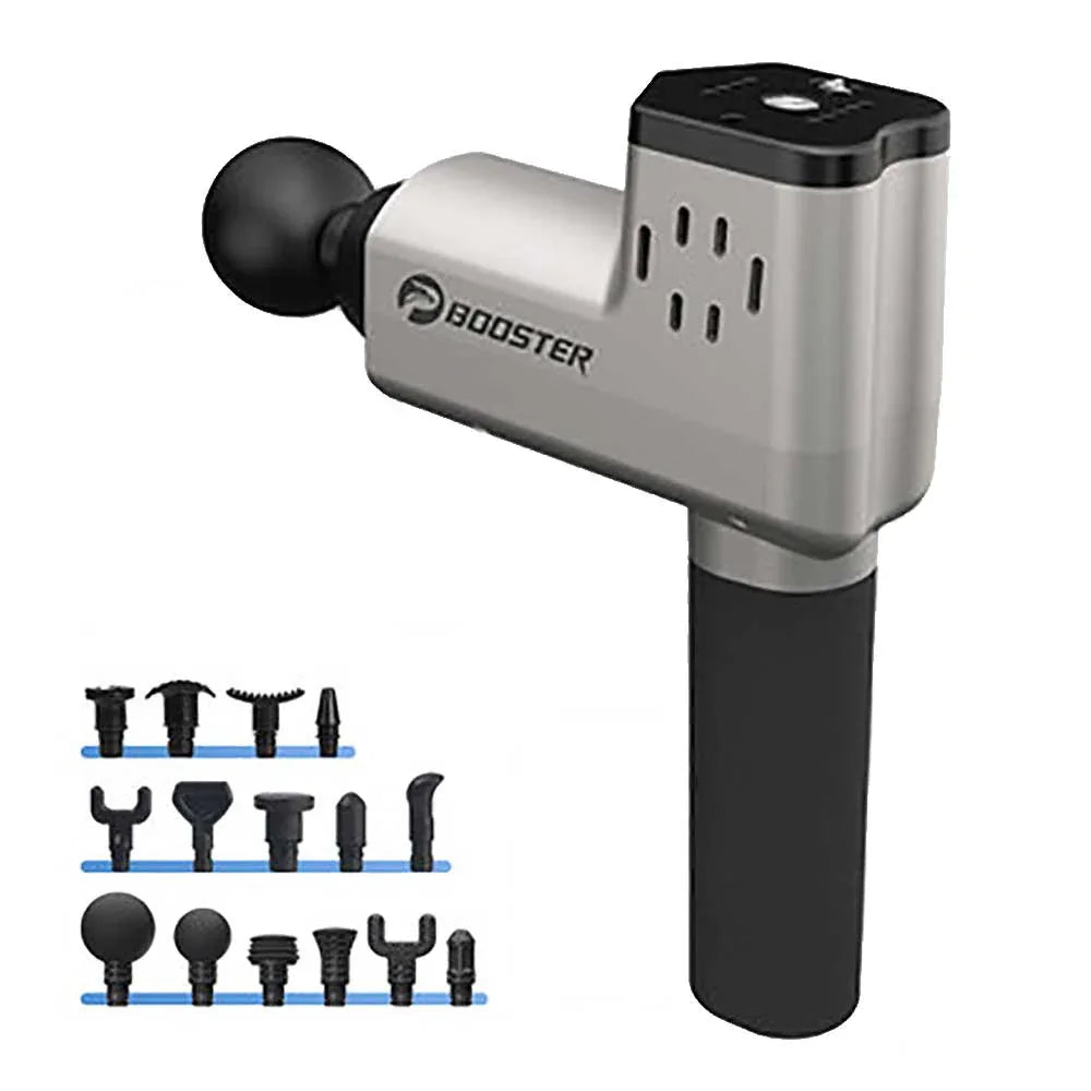 Booster T-shaped deep fascia massage gun (silver 2000mAh standard version with 15 kinds of massage heads international version)