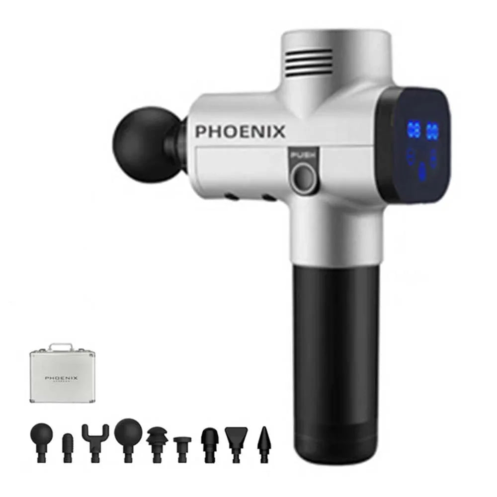 Phoenix A1S專業筋膜按摩槍 (2500mAh｜9個按摩頭連鋁盒｜國際版｜銀色) - 樂耆同行 Lohas Elderly－香港樂齡長者用品專門店