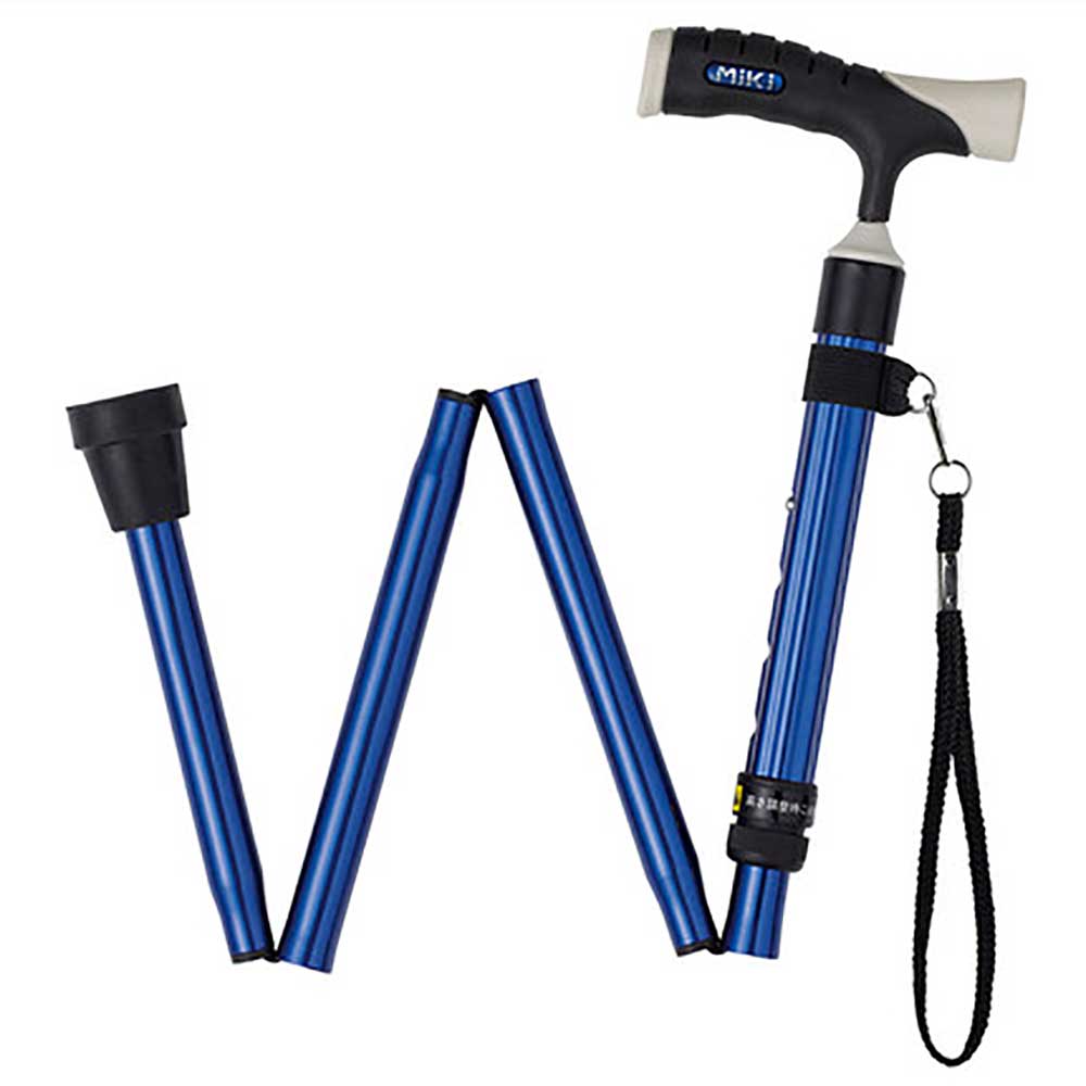 日本MiKi MRF-011220 藍色粗管可折疊拐杖 (T字型｜可伸縮｜鋁合金)-拐杖-樂耆同行 Lohas Elderly－香港樂齡長者用品專門店