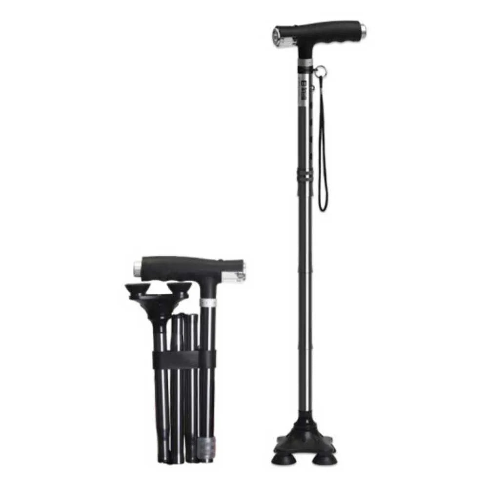 Taiwan Lelaifu Real Life PP802 Four-legged Foldable Crutches (Four-legged｜Extensible｜Aluminum Alloy)
