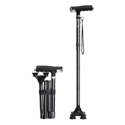 台灣樂來福Real Life PP802 四腳折疊拐杖 (四腳型｜可伸縮｜鋁合金)-拐杖-樂耆同行 Lohas Elderly－香港樂齡長者用品專門店