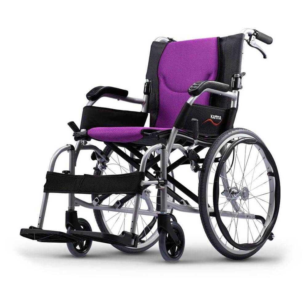 Taiwan Karma KM-2512 Ultra-light Hand Push Elderly Wheelchair (20-inch Solid Big Wheel｜Detachable Footrest｜10.9kg)