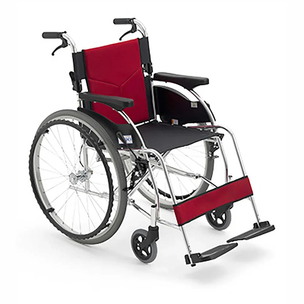Japan MiKi MCS-47KJL Comfortable Tall Hand Push Wheelchair (22 Inch Solid Big Wheel｜Foldable Back｜Thick Cushion)