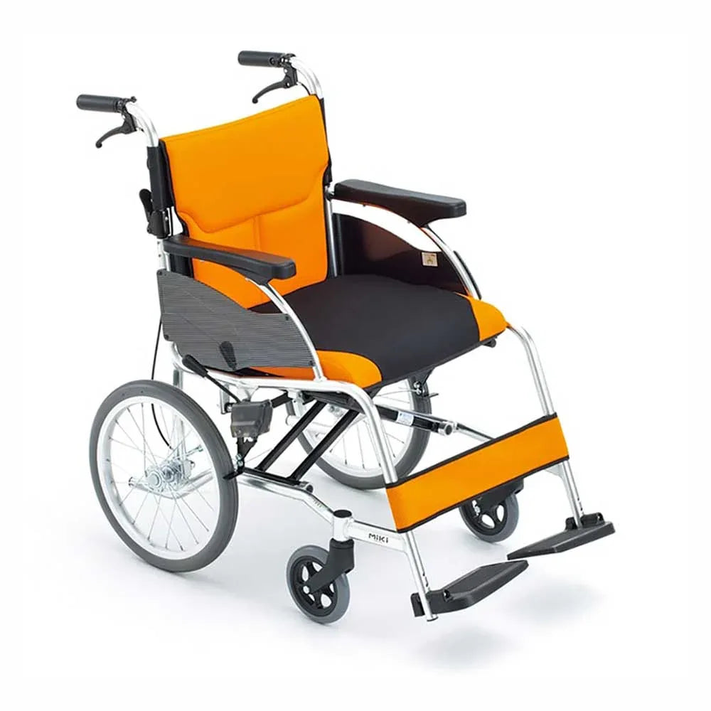 Japan MiKi MCSC-43JL Lightweight and Comfortable Hand Push Wheelchair (16-inch Solid Small Wheel｜Foldable Back｜Thick Seat Cushion)