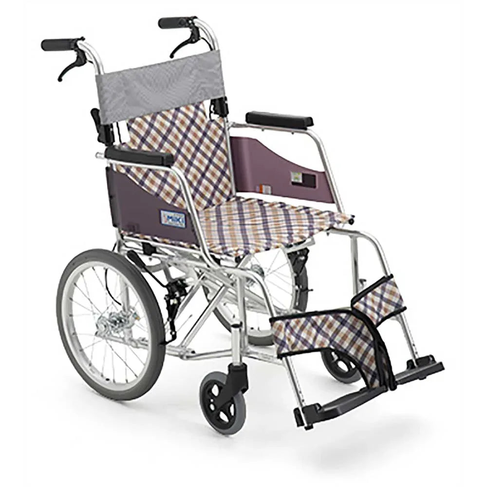 Japan MiKi MOCC-43JL DX Ultralight and Comfortable Hand Push Wheelchair (16-inch Solid Small Wheel｜Foldable Back｜9.9kg)